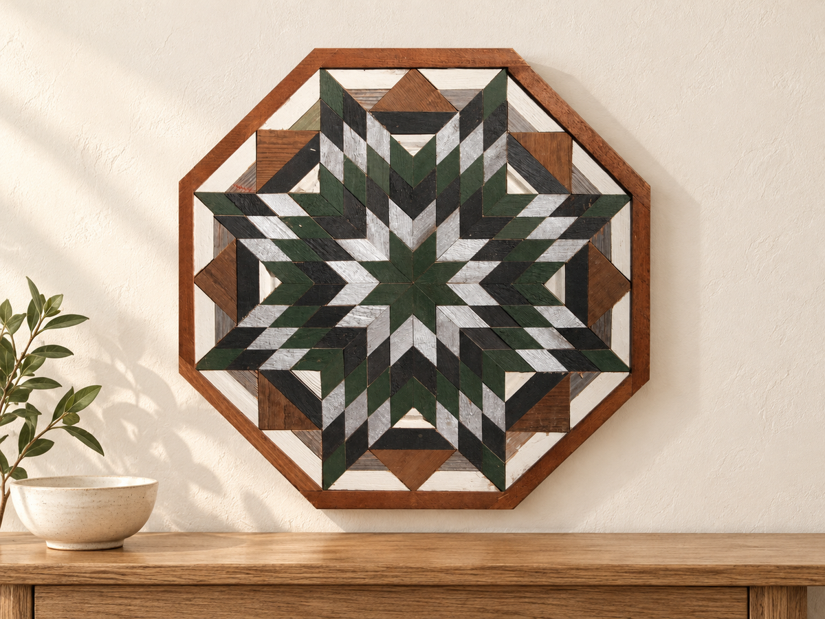 Amish Handmade Barn Quilt Wall Art – Reclaimed Barn Wood – 20.75” x 20.75”