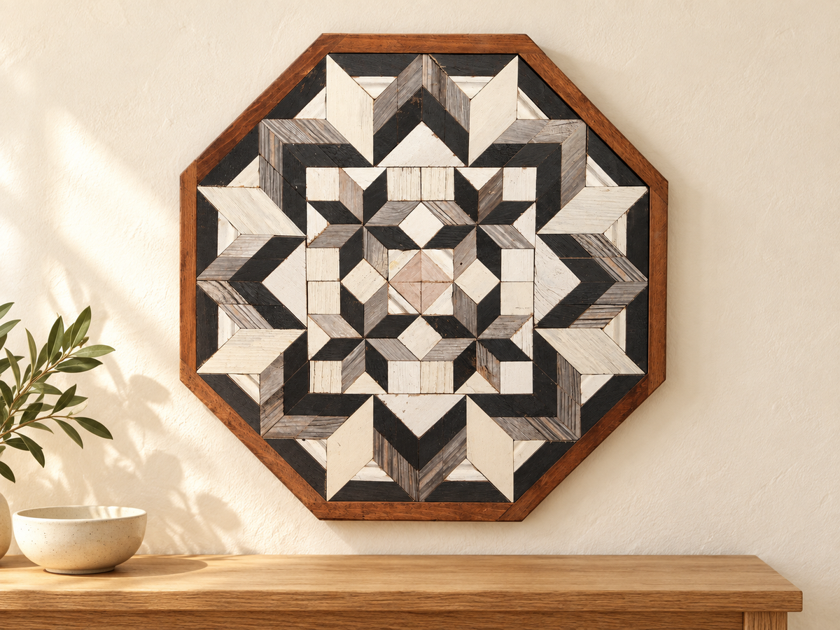 Amish Handmade Barn Quilt Wall Art – Reclaimed Barn Wood – 20.75” x 20.75”