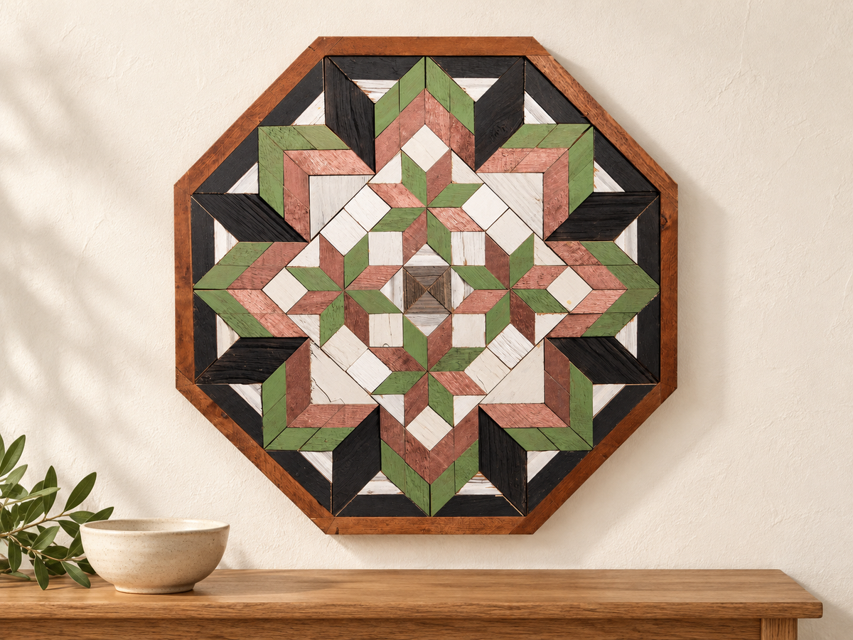 Amish Handmade Barn Quilt Wall Art – Reclaimed Barn Wood – 20.75” x 20.75”