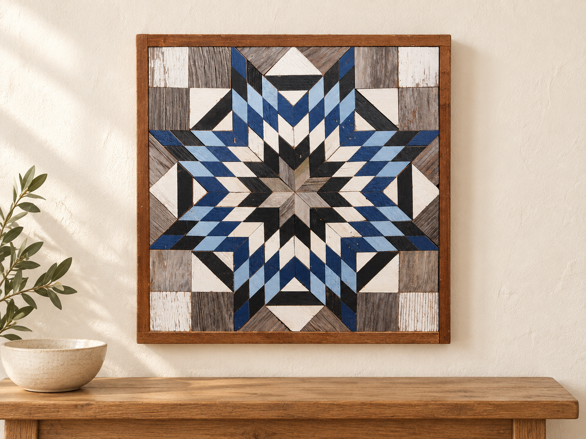 Amish Handmade Barn Quilt Wall Art – Reclaimed Barn Wood – 20.75” x 20.75”