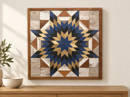 Amish Handmade Barn Quilt Wall Art – Reclaimed Barn Wood – 20.75” x 20.75”