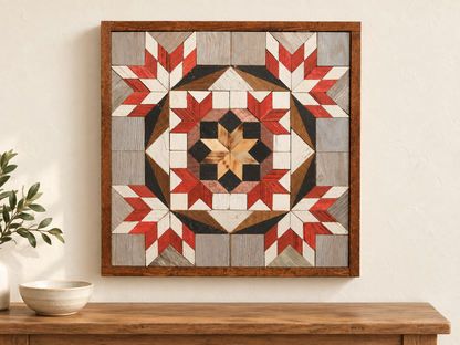 Amish Handmade Barn Quilt Wall Art – Reclaimed Barn Wood – 20.75” x 20.75”