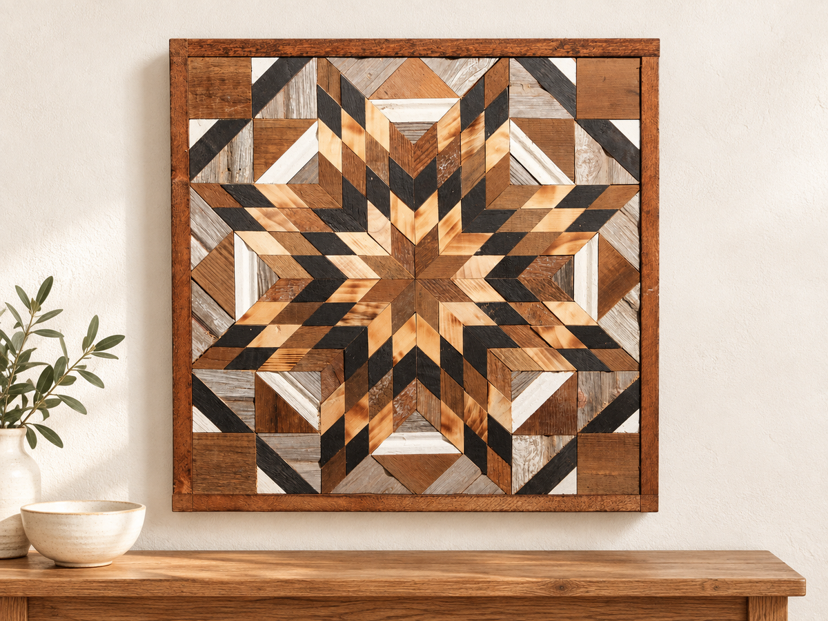 Amish Handmade Barn Quilt Wall Art – Reclaimed Barn Wood – 20.75” x 20.75”