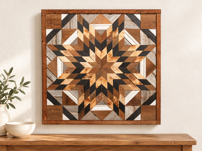 Amish Handmade Barn Quilt Wall Art – Reclaimed Barn Wood – 20.75” x 20.75”