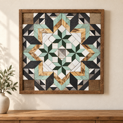 Amish-Made Barn Quilt | Reclaimed Wood | 20.75 × 20.75 in
