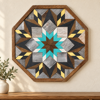 Amish-Made Barn Quilt | Reclaimed Wood | 20.75 × 20.75 in