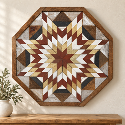 Amish-Made Barn Quilt | Reclaimed Wood | 20.75 × 20.75 in