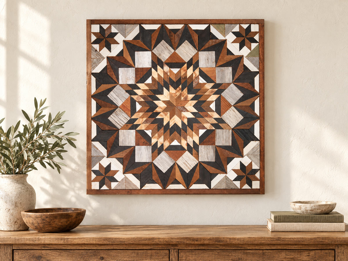 Amish Handmade Barn Quilt Wall Art – Reclaimed Barn Wood – 30.5” x 30.5”