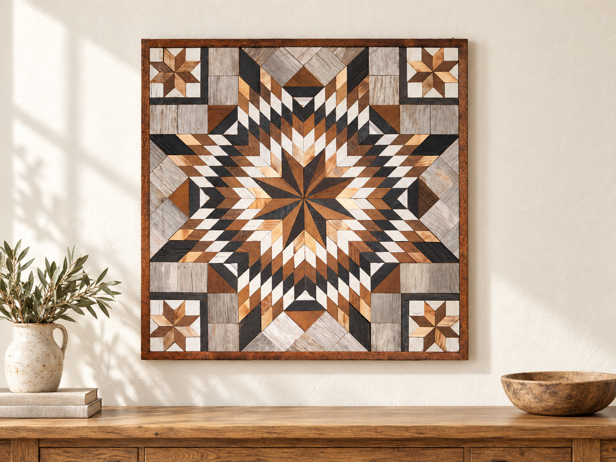 Amish Handmade Barn Quilt Wall Art – Reclaimed Barn Wood – 30.5” x 30.5”