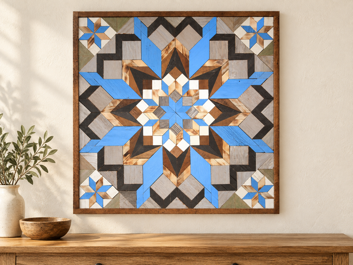 Amish Handmade Barn Quilt Wall Art – Reclaimed Barn Wood – 30.5” x 30.5”
