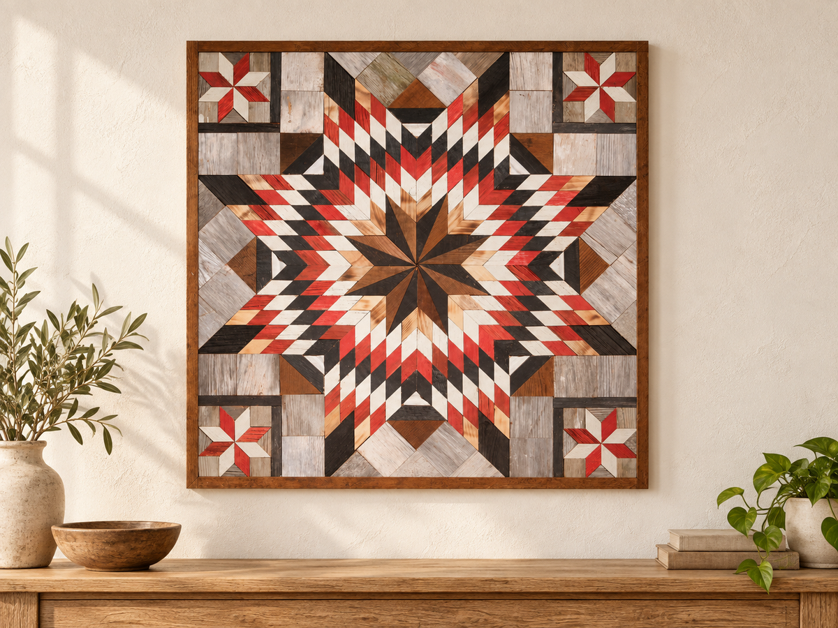 Amish Handmade Barn Quilt Wall Art – Reclaimed Barn Wood – 30.5” x 30.5”
