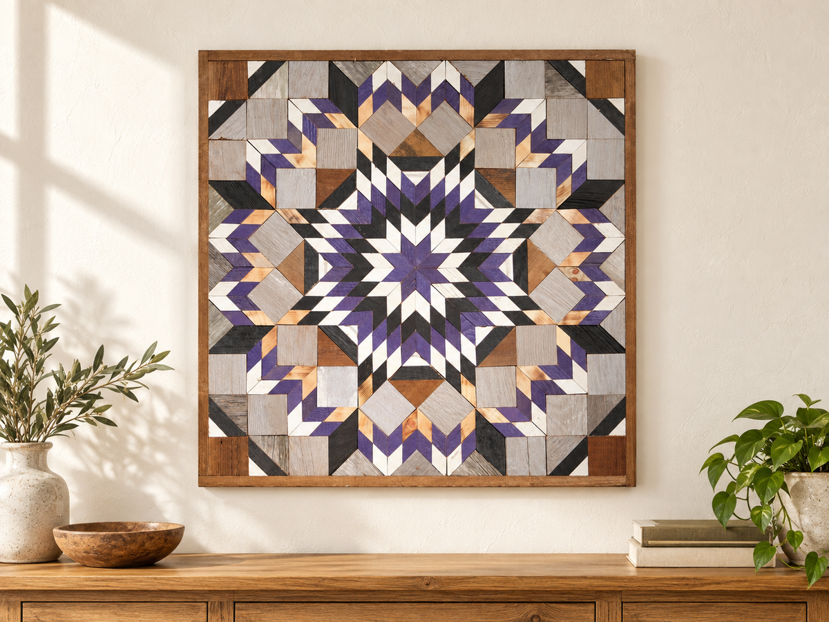 Amish Handmade Barn Quilt Wall Art – Reclaimed Barn Wood – 30.5” x 30.5”