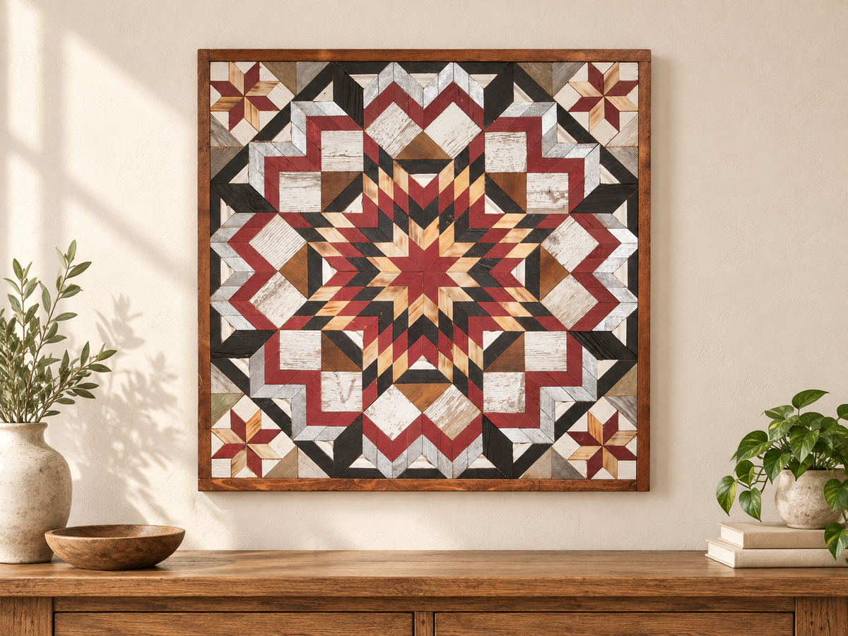 Amish Handmade Barn Quilt Wall Art – Reclaimed Barn Wood – 30.5” x 30.5”