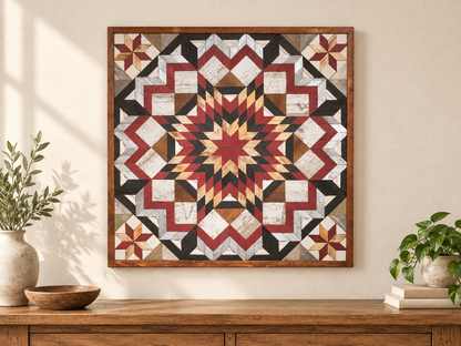 Amish Handmade Barn Quilt Wall Art – Reclaimed Barn Wood – 30.5” x 30.5”