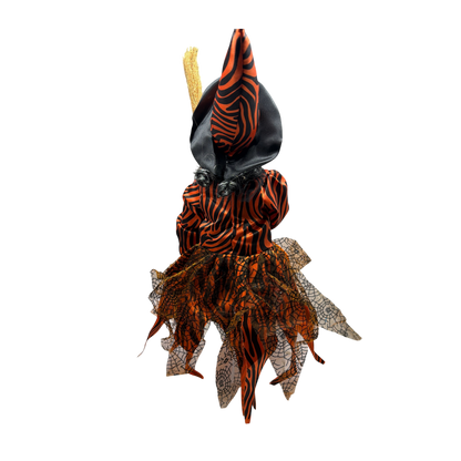 Black and Orange Fabric Sitting Halloween Witch