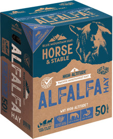 Blue Mountain Hay High-Altitude Alfalfa Hay Easy Flake Box Horse Feed, 50-lb