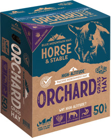 Blue Mountain Hay High-Altitude Orchard Grass Hay Easy Flake Box Horse Feed, 50-lb