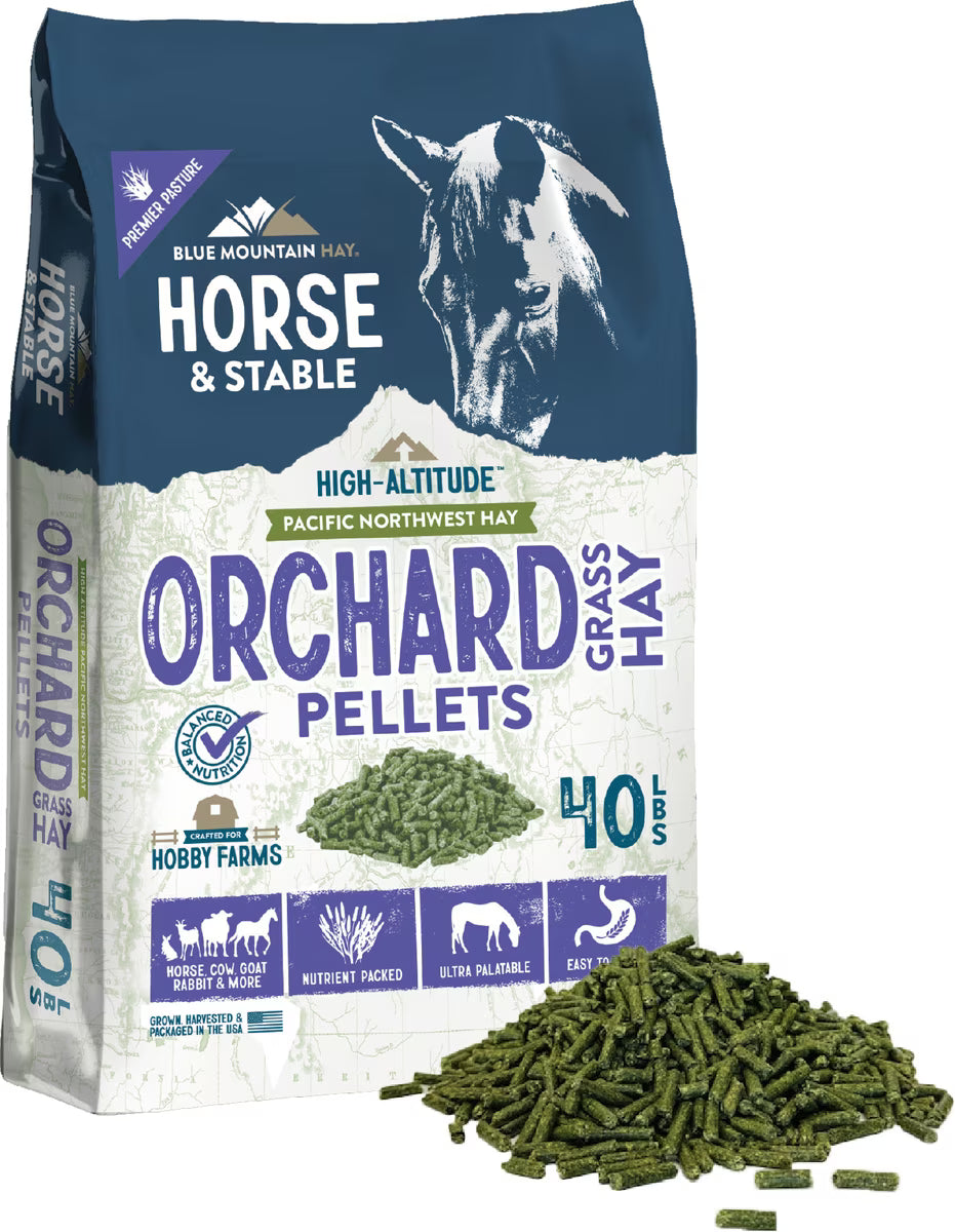 Blue Mountain Hay High-Altitude Orchard Grass Hay Pellets Horse Feed, 40 lbs