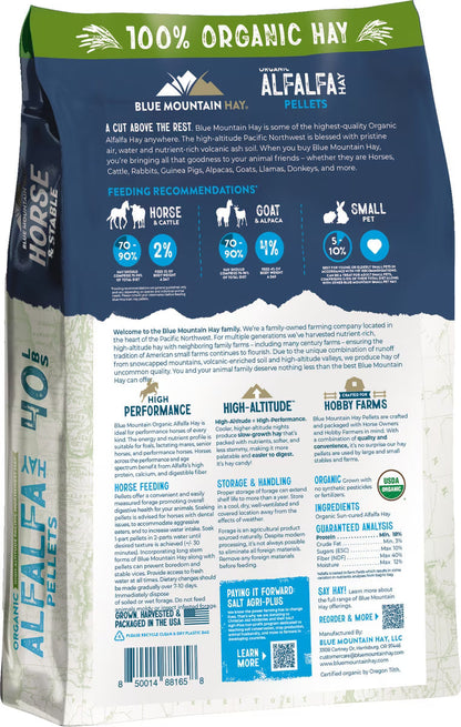 Blue Mountain Hay High-Altitude Organic Alfalfa Hay Pellets Horse Feed, 40-lb