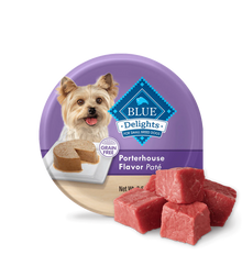 Blue Buffalo Blue Delights Small Breed Adult dog Porterhouse Flavor in Savory Juices Wet Dog Food (3.5oz)