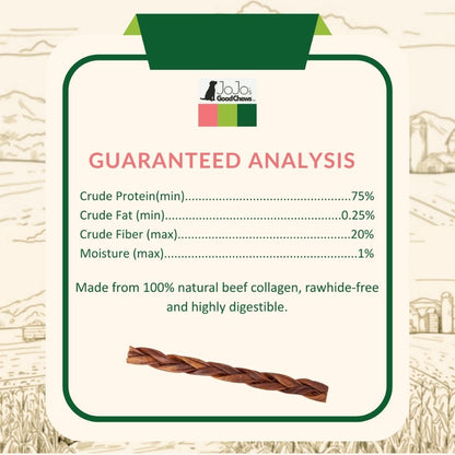 All-Natural Braided Collagen Stick Dog Treats, Supports Joint, Skin & Coat Health – 12-Inch Standard (25/Case)