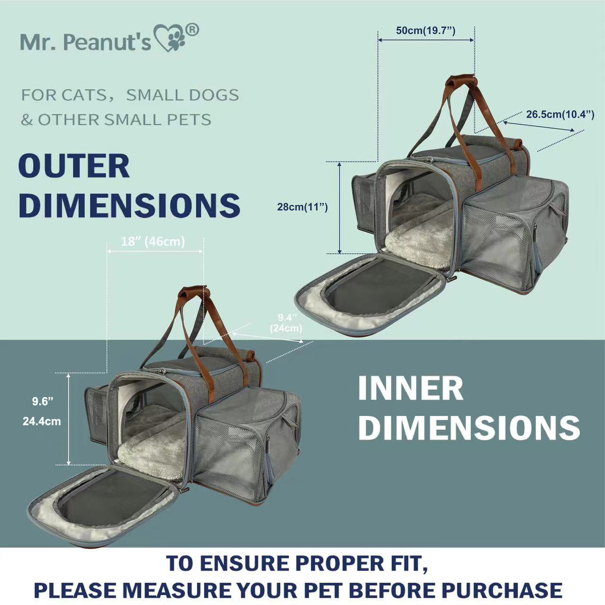 Mr. Peanut's Gold Series Big Apple XL Size Double Expandable Pet Carrier