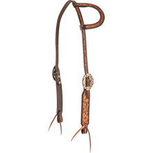 Cashel Two-Toned Floral Tooled Leather Slip Ear Headstall