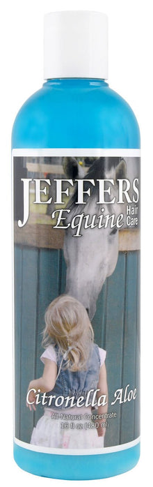 Jeffers Equine Citronella Aloe All-Natural Horse Shampoo bottle with natural ingredients for gentle horse coat care