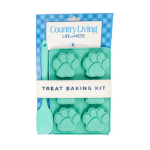 Country Living Silicone 3-piece baking kit with 6-cavity paw print trays and spatula for dog treats and more