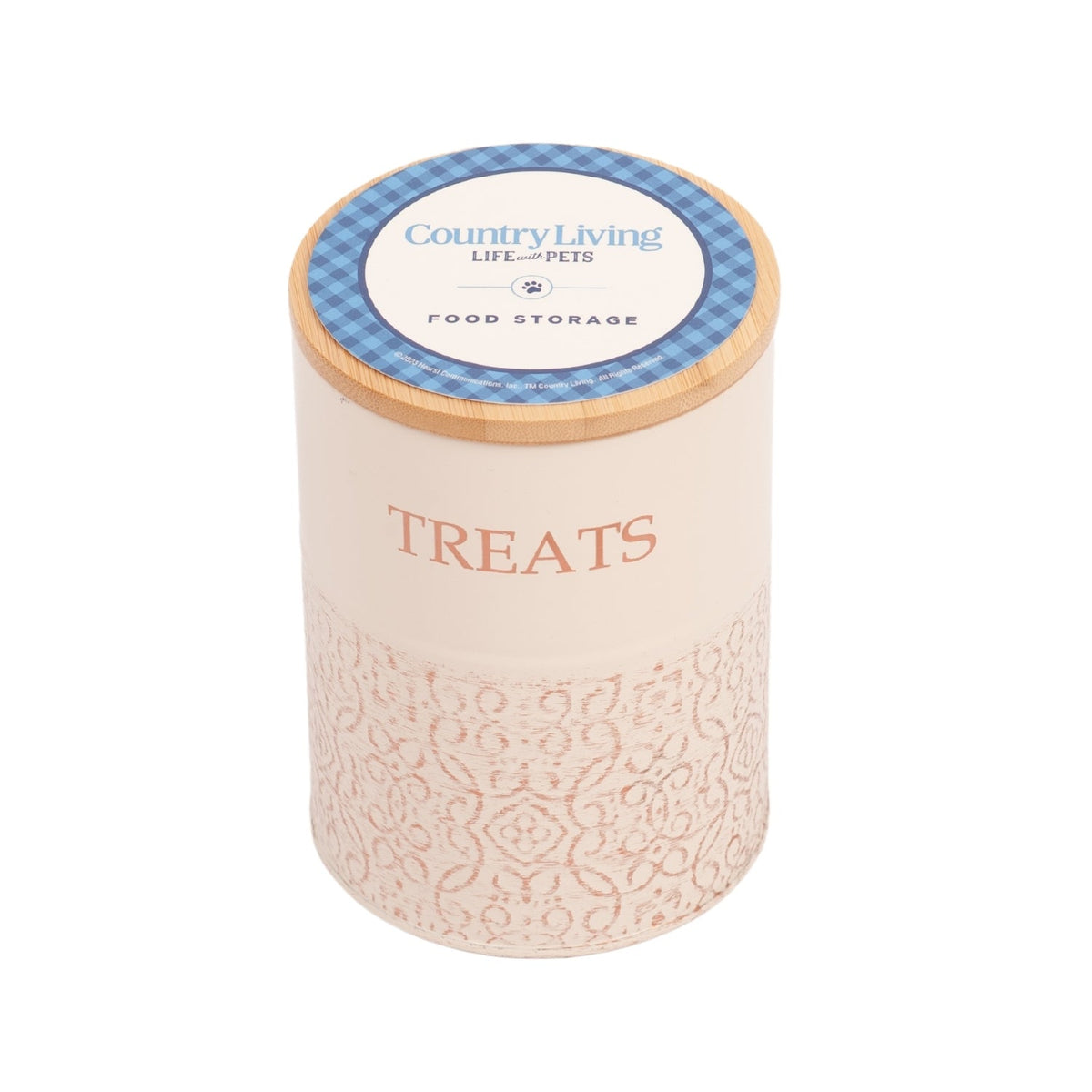 Country Living Dog Treat Canisters - Set of 2 Carbon Steel Jars with Bamboo Lids – White Swan