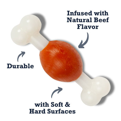 Country Living TPR & Nylon Bone Dog Chew Toy - Beef-Flavored, Ideal for Small Dogs
