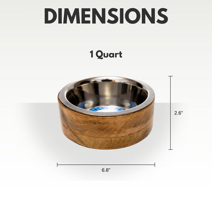 Country Living Stainless Steel Dog Bowl with Cylindrical Mango Wood Holder