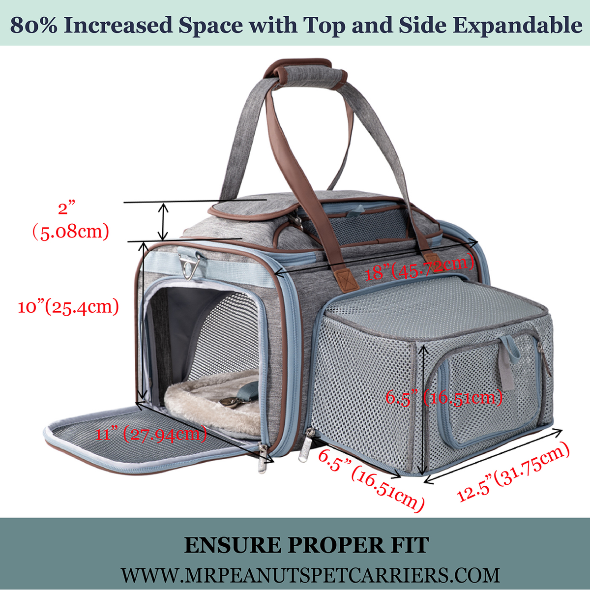 Mr. Peanut's Gold Series Standard Size Airline Compliant Expandable Pet Carrier V3.0