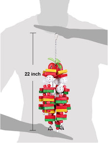Bird Chewing Toy Large Medium Parrot Cage Bite Toys African Grey Macaws Cockatoos Eclectus Amazon (Apple-22Inch)
