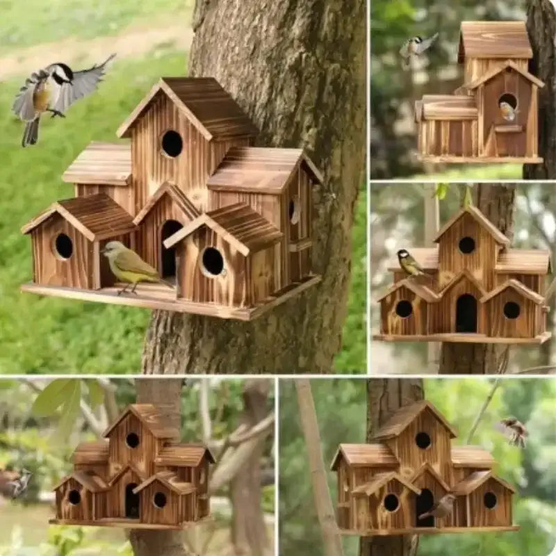 Wood Bird House Garden Decor