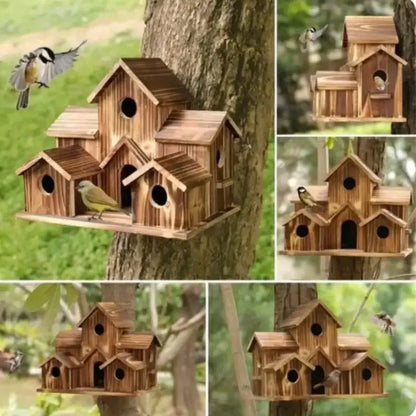 Wood Bird House Garden Decor