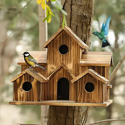 Wood Bird House Garden Decor