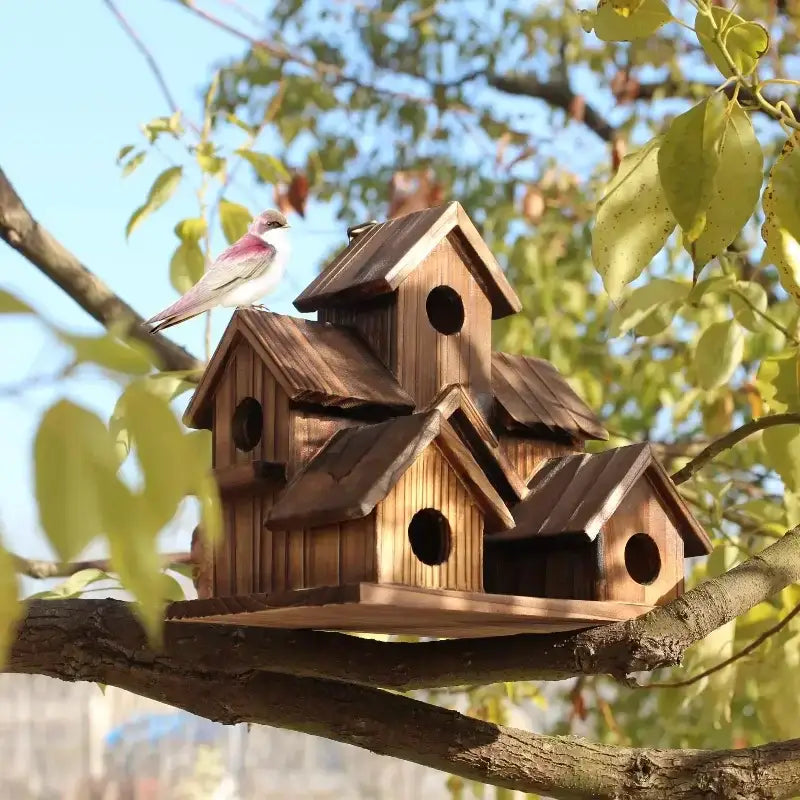 Wood Bird House Garden Decor