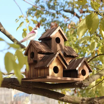 Wood Bird House Garden Decor