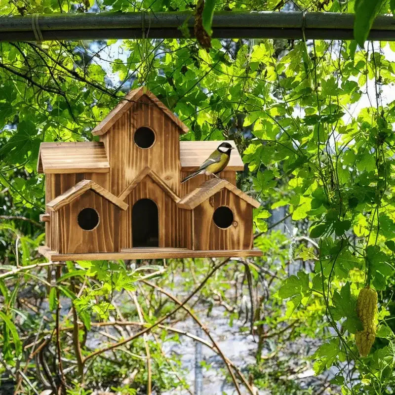 Wood Bird House Garden Decor