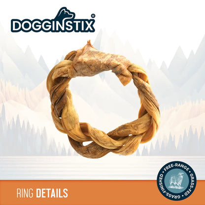 Dogginstix Braided Lamb Collagen Ring Chew Dog Treat – Natural, Grass-Fed, Low Fat