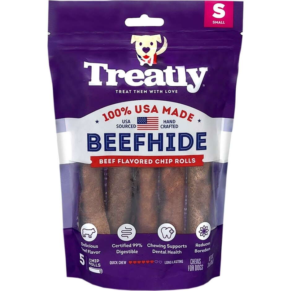 Treatly 100% USA Beefhide Chip Rolls Beef 5in. -5 Pk