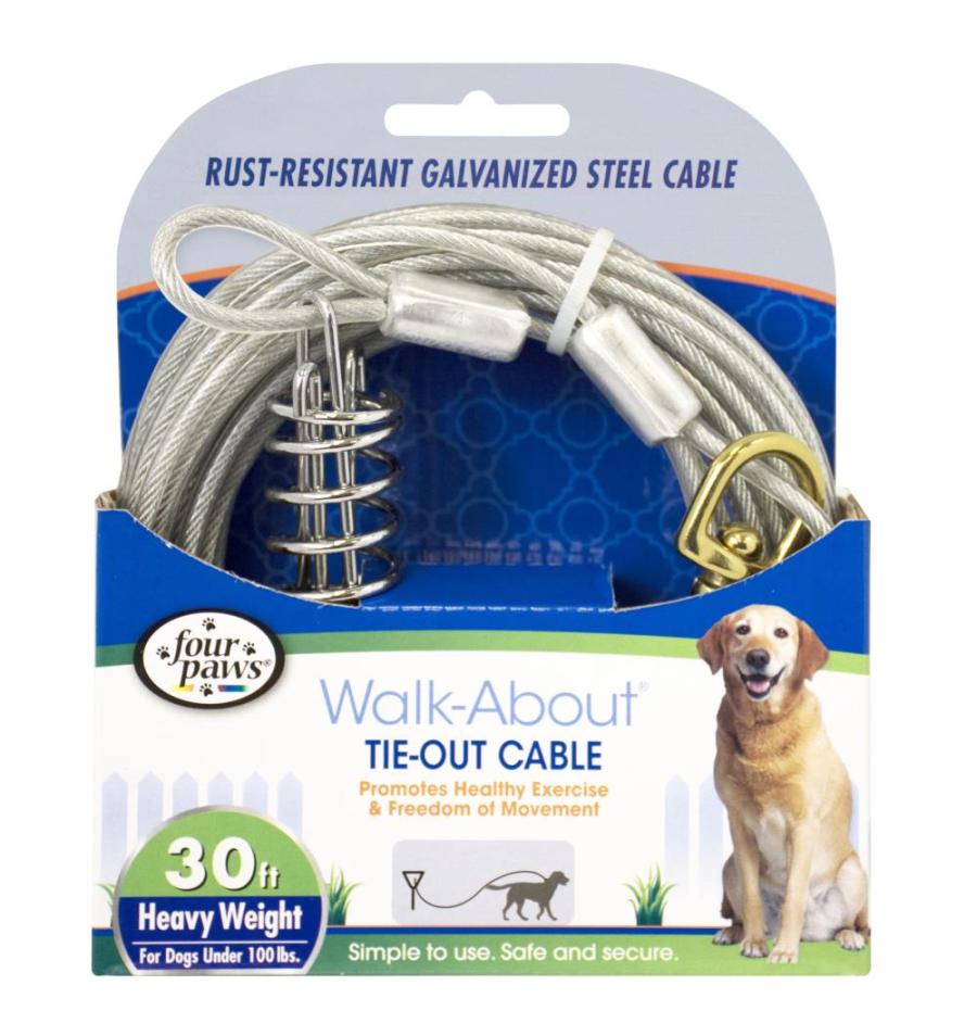 Four Paws Heavy Weight Dog Tie Out Cable Silver, 1ea/30 Foot