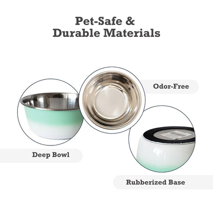 Deep Dog Bowl – Stainless Steel Bowl, Ideal for Small, Medium & Large Dogs – Mint Green