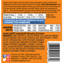 Evanger's Super Premium All Life Stages Lamb & Rice Dinner Wet Dog Can (12.5oz)