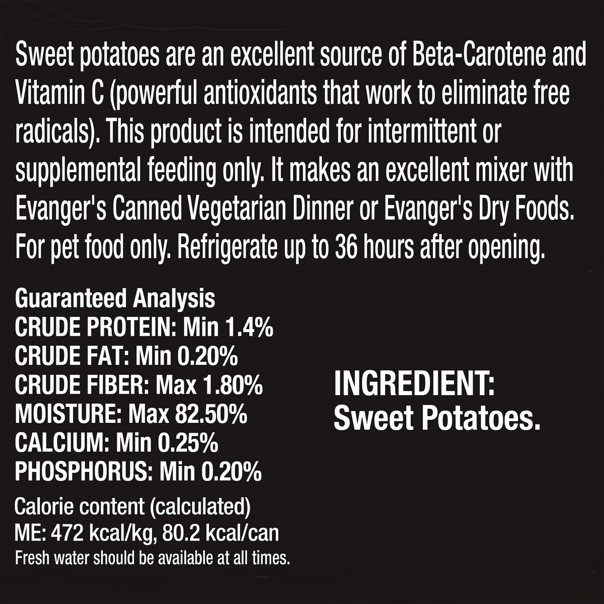 Evanger's Complements Grain Free All Life Stages Sweet Potato Wet Dog & Cat Can (12.5oz)