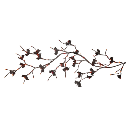 Orange Lighted Halloween Black Garland