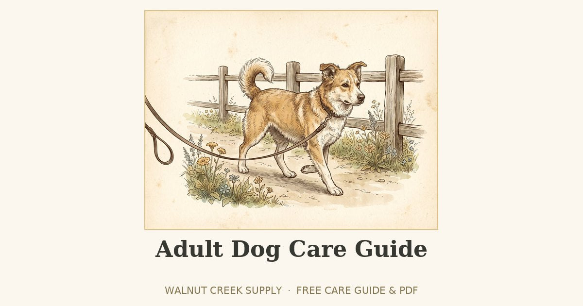 Adult Dog Care Guide illustration by Walnut Creek Supply