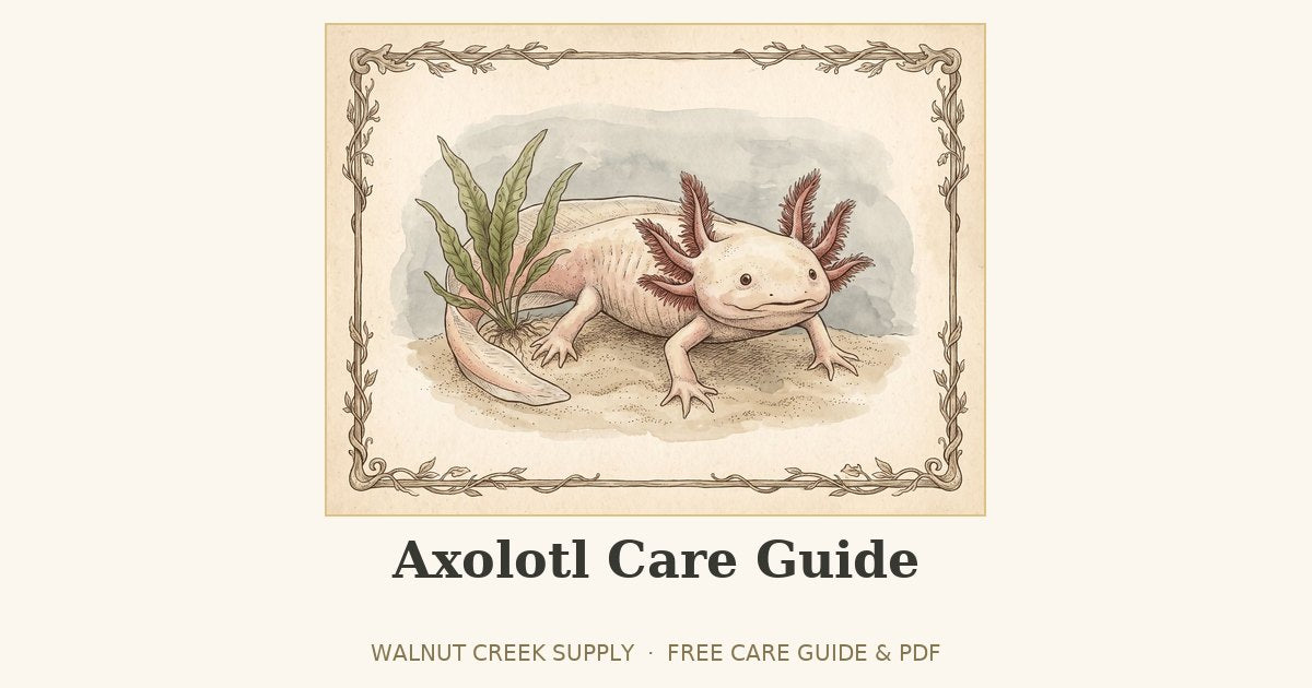 Axolotl Care Guide illustration by Walnut Creek Supply