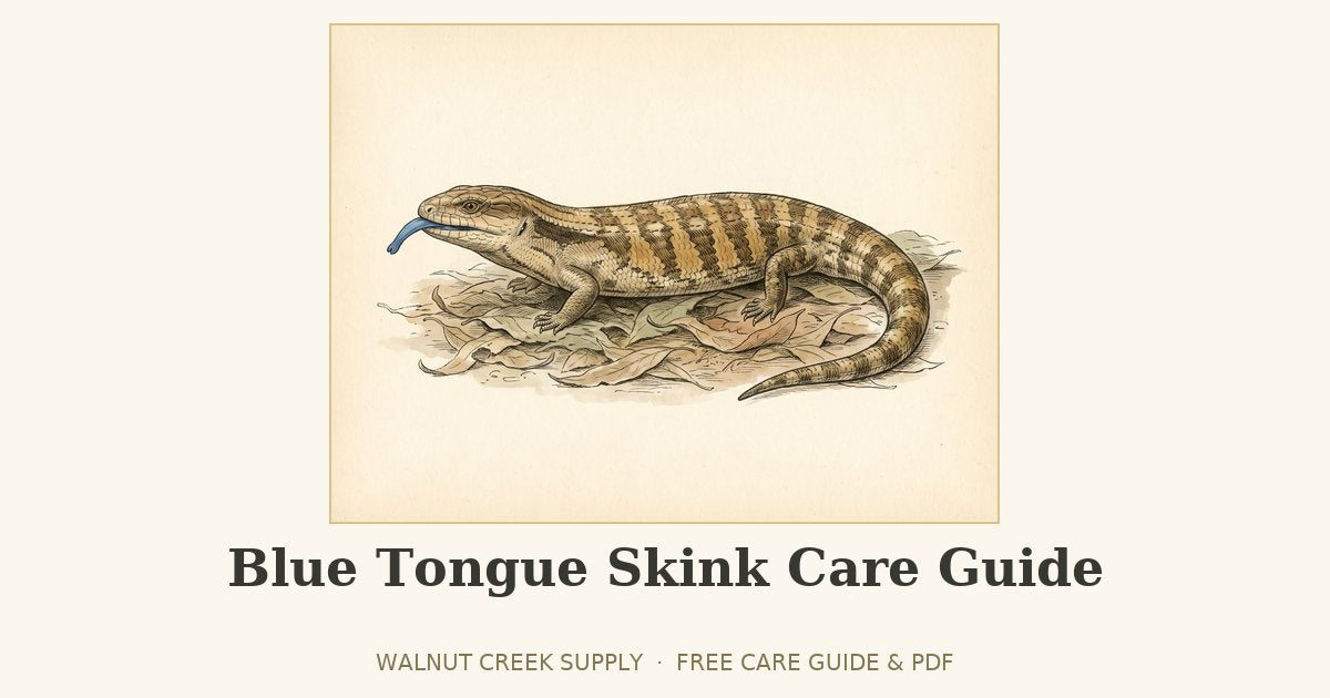 Blue Tongue Skink Care Guide illustration by Walnut Creek Supply